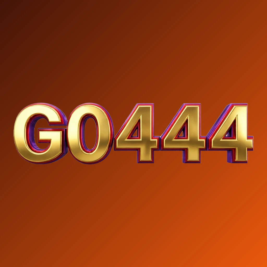 Bright premium horizontal rectangular wordmark logo for website header featuring the brand name G0444 in thick uppercase typography with vivid gold, red, and purple polished metallic finish on a transparent background